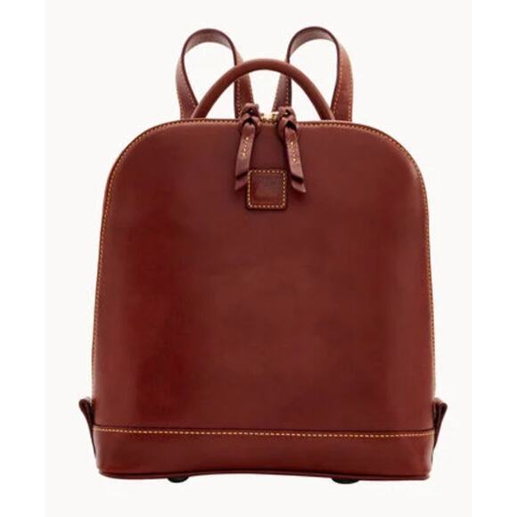 Dooney & Bourke Brown Chestnut Leather Florentine Zip Pod Backpack - Picture 1 of 10